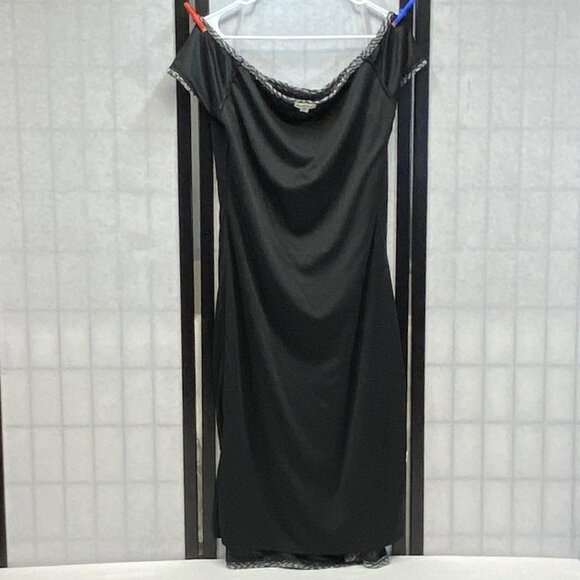 Derek Heart Black Silver Shimmery Greek Key Shift Dress Boat Neck Cap Sleeve 1X - Picture 6 of 14